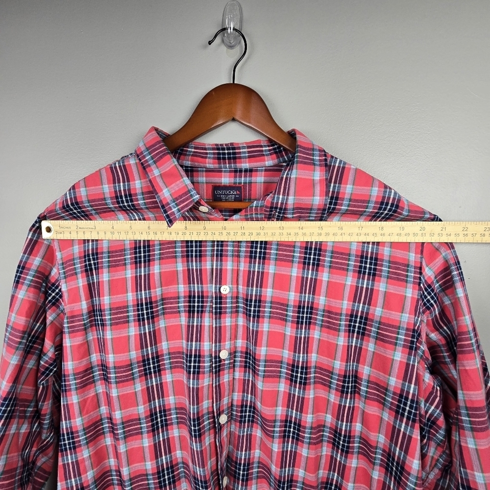 UNTUCKit Plaid Button-up Classic Shirt‎ Santa Barbra Tall Regular Red Men Sz 3XL - Picture 9 of 13